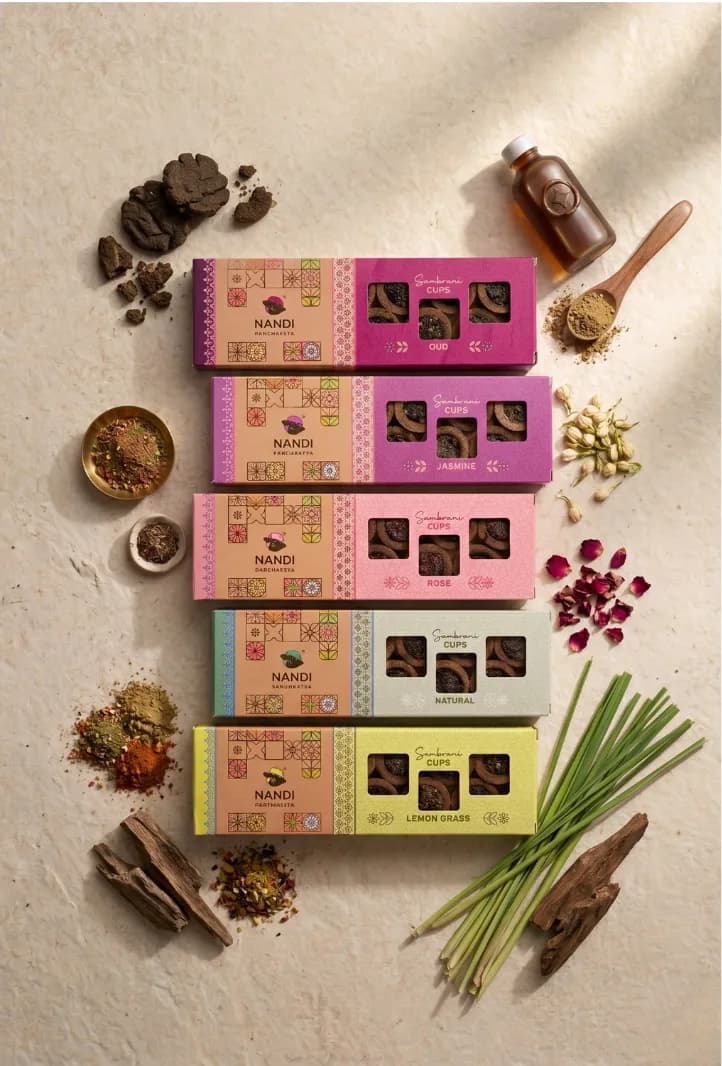 Poojaliya Vedic Purifier Sambrani Cups - handmade from pure cow dung for natural space purification